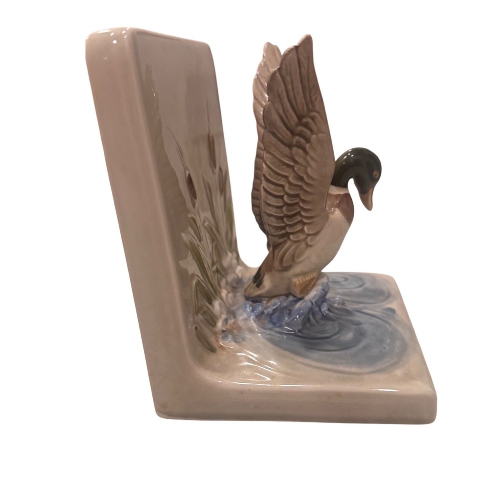 Vintage Otagiri Mallard Duck Ceramic Bookend Japan Hand Painted Wildlife Decor - Picture 4 of 10